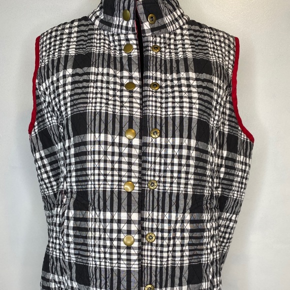 Plaid black and white quilted vest REVERSIBLE red - Picture 10 of 12